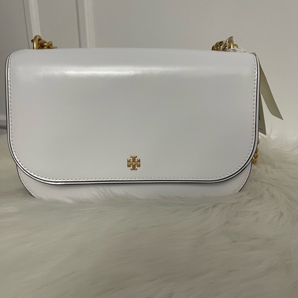 Tory Burch White Leather Crossbody Bag with Chain Strap - Picture 4 of 6